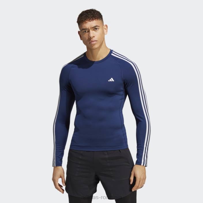 Adidas Tricou de antrenament techfit cu 3 dungi albastru închis bărbați albastru inchis 2JBN20581