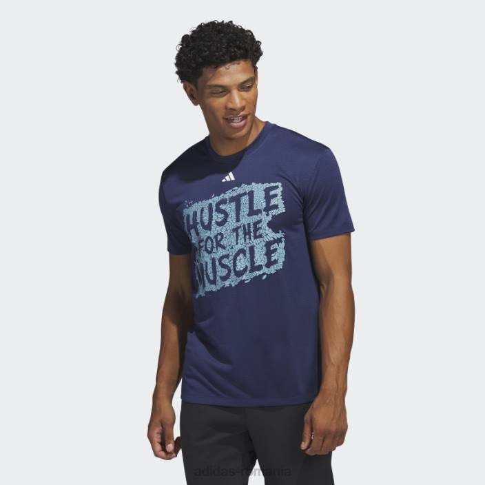 Adidas Tricou grafic de antrenament cu mânecă scurtă, de culoare albastru închis bărbați albastru inchis 2JBN20674