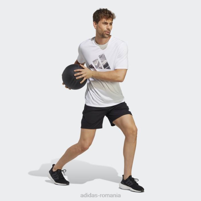 Adidas conceput pentru mișcare hiit antrenament tricou alb bărbați alb negru 2JBN20269