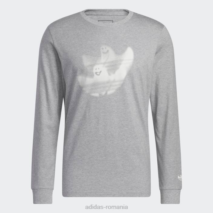 Adidas tricou adidas cu mânecă lungă cu grafic shmoofoil gri mediu bărbați gri mediu/alb 2JBN20349