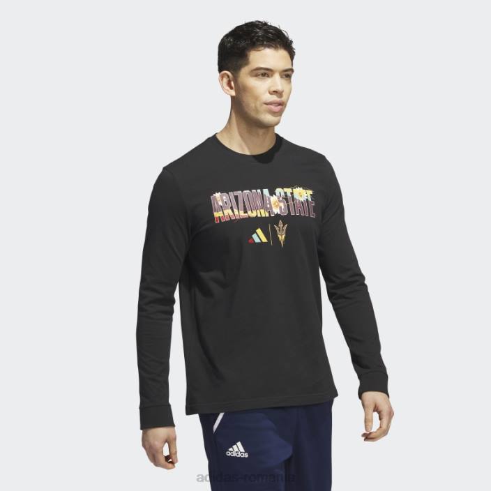 Adidas tricou cu mânecă lungă Black Sun Devils bărbați negru/multi 2JBN20692