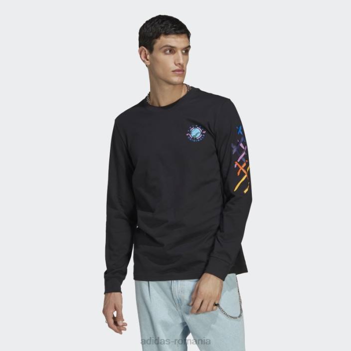 Adidas tricou cu mânecă lungă Wander hour negru adidas bărbați negru 2JBN20496