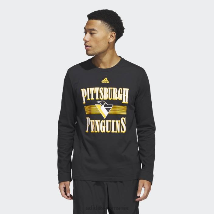 Adidas tricou cu mânecă lungă cu pinguini negri bărbați negru/multi 2JBN20591