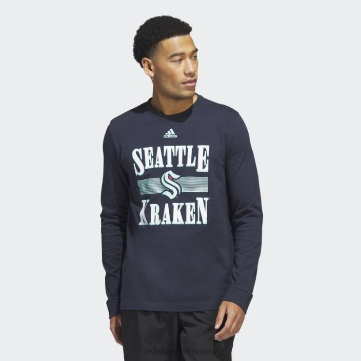 Adidas tricou cu mânecă lungă kraken playmaker night navy bărbați marina de noapte/nhlskr52d 2JBN20491