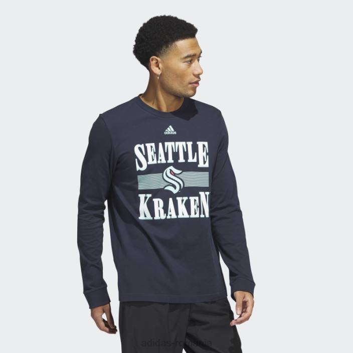 Adidas tricou cu mânecă lungă kraken playmaker night navy bărbați marina de noapte/nhlskr52d 2JBN20491