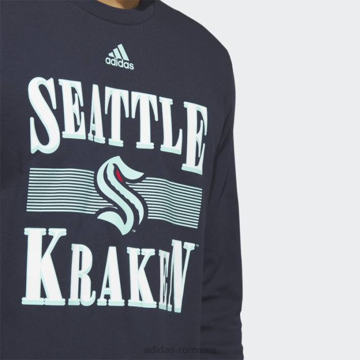 Adidas tricou cu mânecă lungă kraken playmaker night navy bărbați marina de noapte/nhlskr52d 2JBN20491