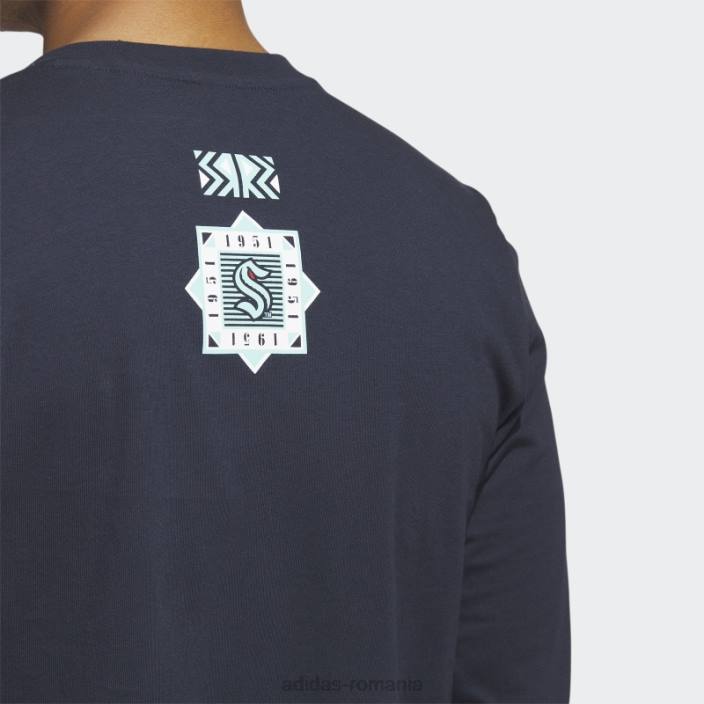 Adidas tricou cu mânecă lungă kraken playmaker night navy bărbați marina de noapte/nhlskr52d 2JBN20491