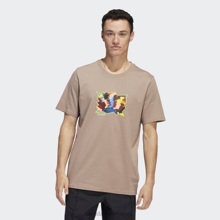 Adidas tricou cu mânecă scurtă mettz world peeps adidas maro cretos bărbați maro cretos/multicolor 2JBN20460