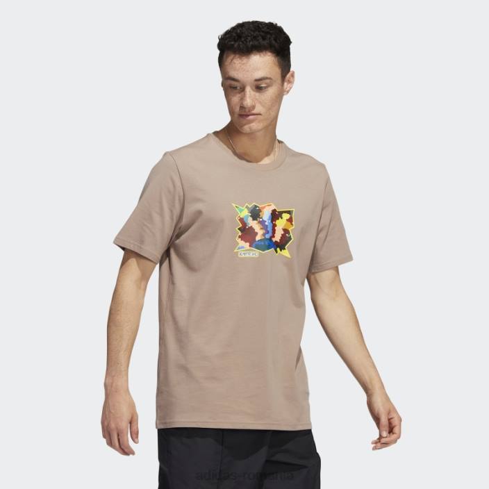 Adidas tricou cu mânecă scurtă mettz world peeps adidas maro cretos bărbați maro cretos/multicolor 2JBN20460