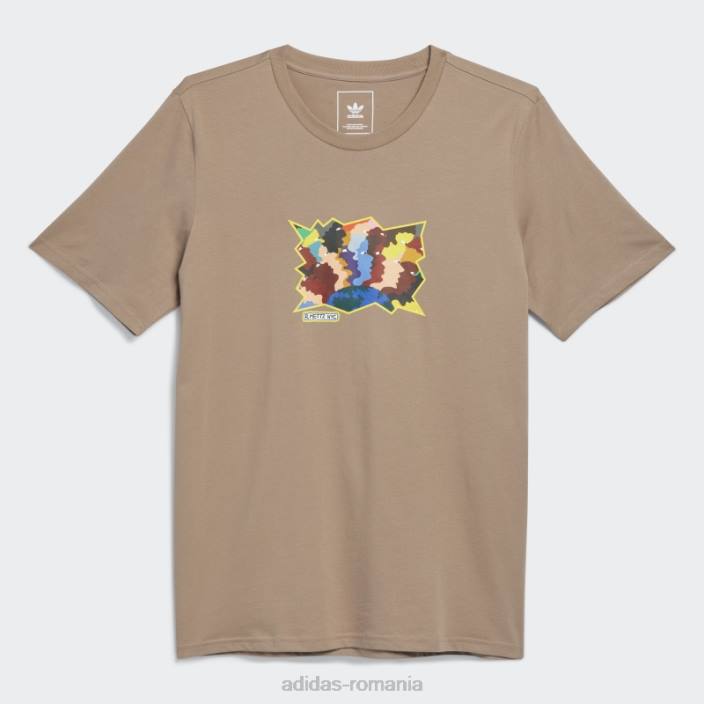 Adidas tricou cu mânecă scurtă mettz world peeps adidas maro cretos bărbați maro cretos/multicolor 2JBN20460