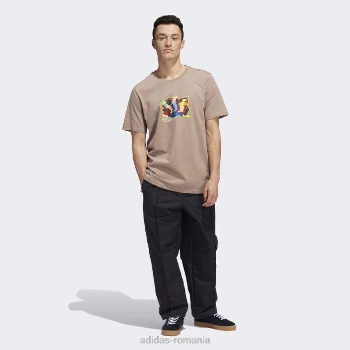 Adidas tricou cu mânecă scurtă mettz world peeps adidas maro cretos bărbați maro cretos/multicolor 2JBN20460