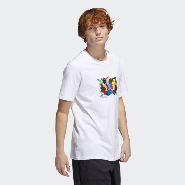Adidas tricou cu mânecă scurtă mettz world peeps alb adidas bărbați alb/multicolor 2JBN20604
