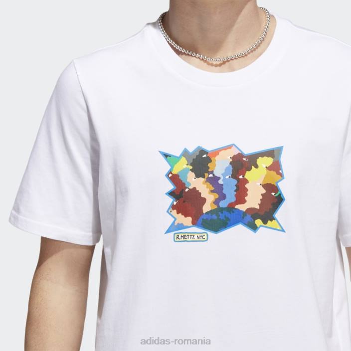 Adidas tricou cu mânecă scurtă mettz world peeps alb adidas bărbați alb/multicolor 2JBN20604