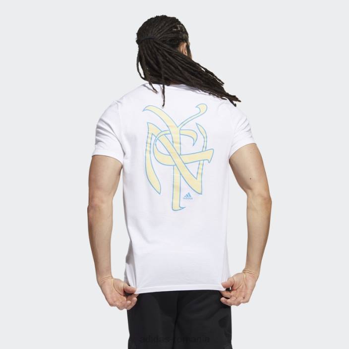 Adidas tricou grafic alb cu mânecă scurtă, cu scriere al orașului New York, adidas bărbați alb 2JBN20697