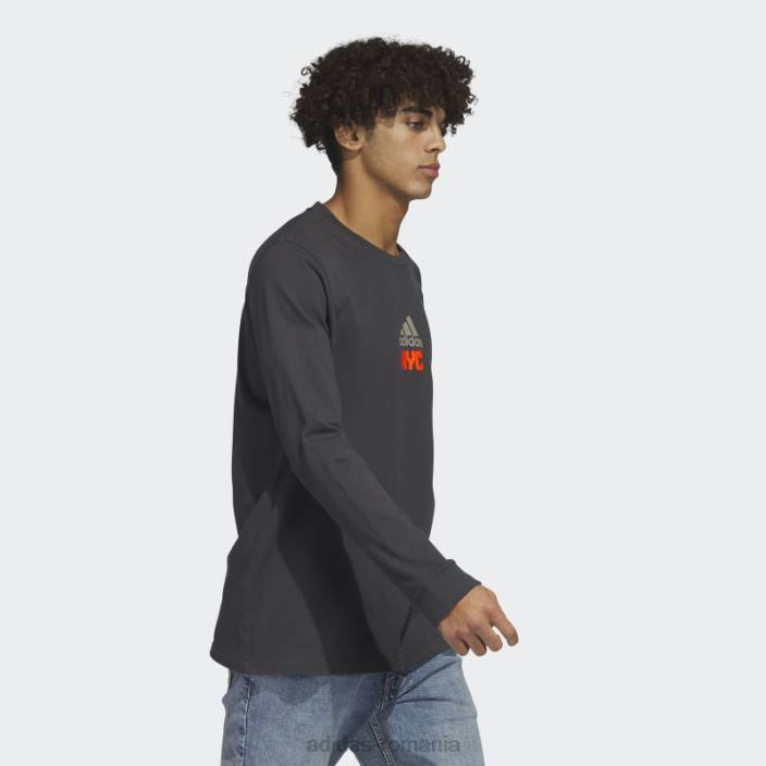 Adidas tricou grafic new york cu mânecă lungă carbon bărbați carbon 2JBN20545
