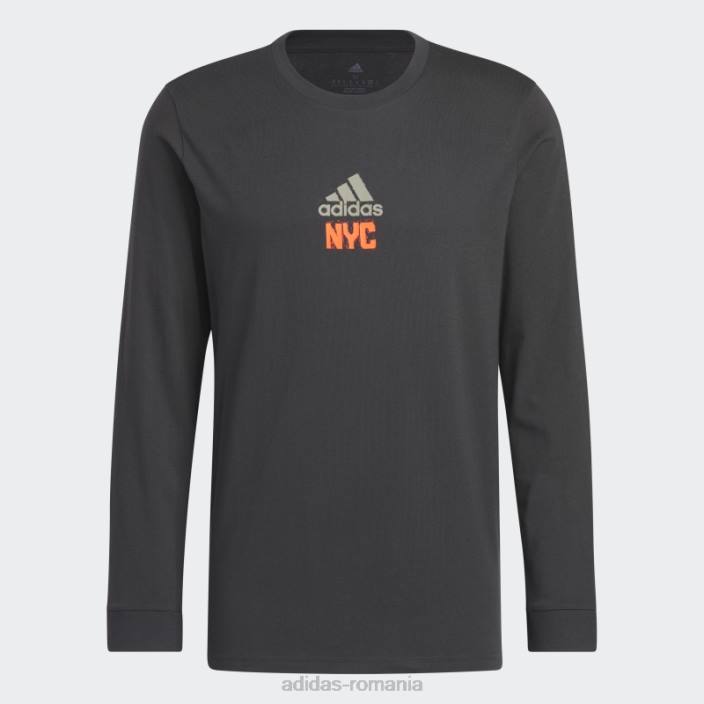 Adidas tricou grafic new york cu mânecă lungă carbon bărbați carbon 2JBN20545