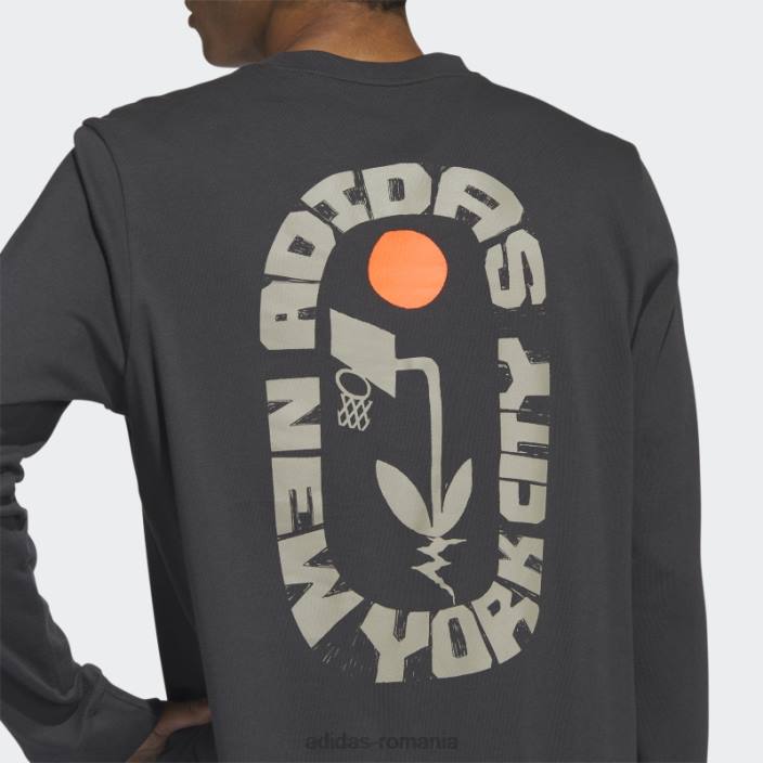 Adidas tricou grafic new york cu mânecă lungă carbon bărbați carbon 2JBN20545