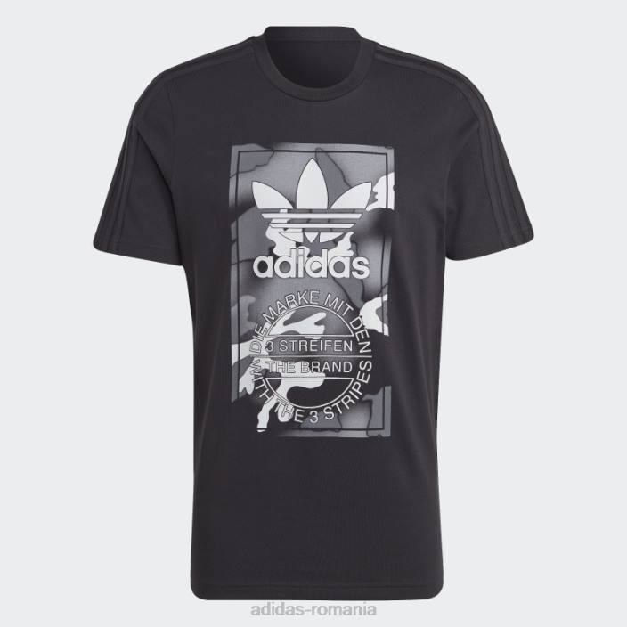 Adidas tricou negru cu limbă camo cu grafică adidas bărbați negru 2JBN20193