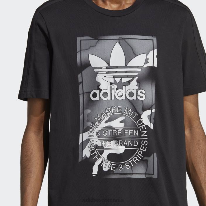 Adidas tricou negru cu limbă camo cu grafică adidas bărbați negru 2JBN20193