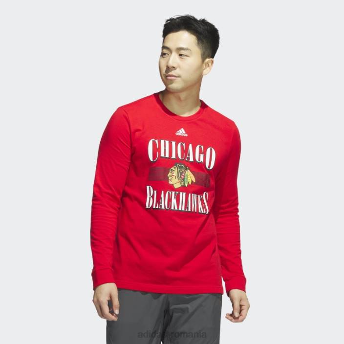 Adidas tricou roșu cu mânecă lungă Blackhawks Playmaker bărbați roșu/multi 2JBN20348