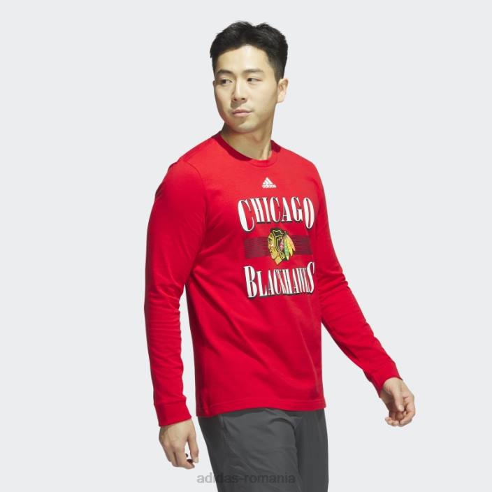 Adidas tricou roșu cu mânecă lungă Blackhawks Playmaker bărbați roșu/multi 2JBN20348