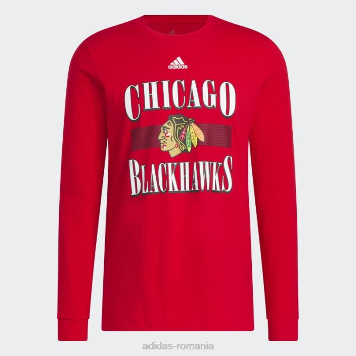Adidas tricou roșu cu mânecă lungă Blackhawks Playmaker bărbați roșu/multi 2JBN20348