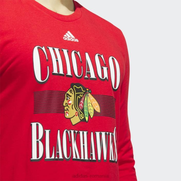 Adidas tricou roșu cu mânecă lungă Blackhawks Playmaker bărbați roșu/multi 2JBN20348