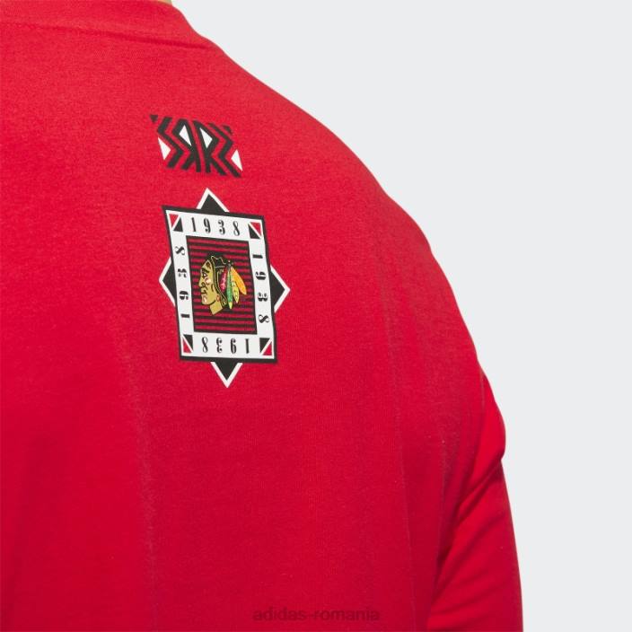 Adidas tricou roșu cu mânecă lungă Blackhawks Playmaker bărbați roșu/multi 2JBN20348