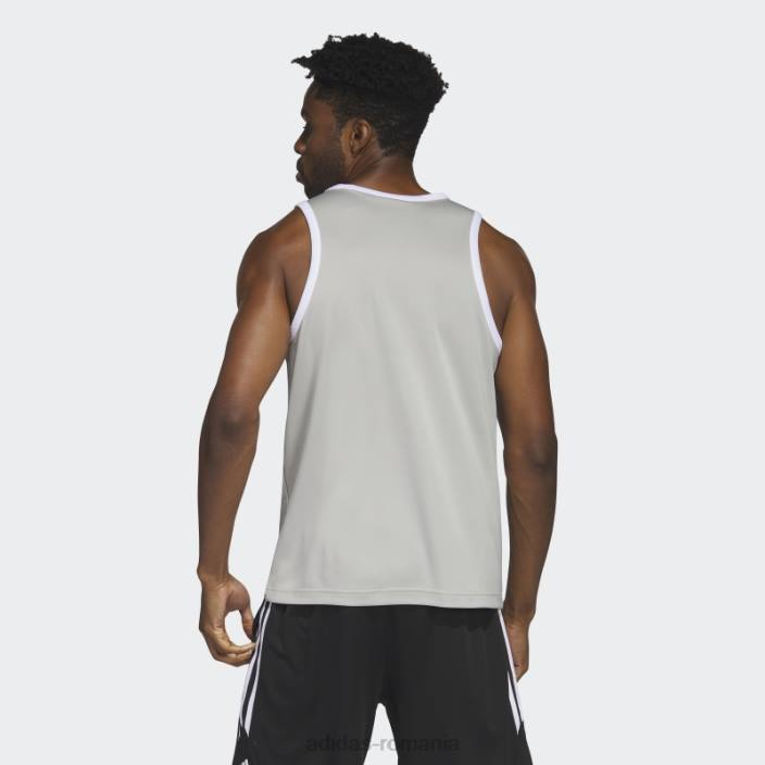 Adidas metal gri legends baschet 3 dungi tank top fashion bărbați metal gri/alb 2JBN20346