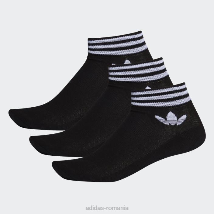 Adidas ciorapi negri trefoli la glezna - 3 perechi unisex alb negru 2JBN1726