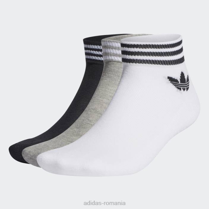Adidas șosete albe cu gleznă trefoilă - 3 perechi unisex alb/gri mediu/negru 2JBN1750