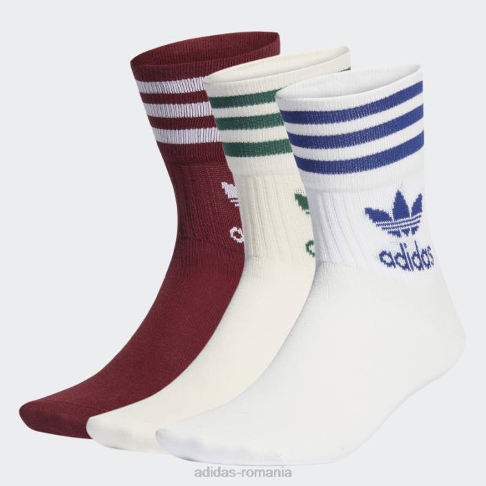 Adidas șosete albe cu tăietură mijlocie - 3 perechi unisex alb roșu 2JBN15376