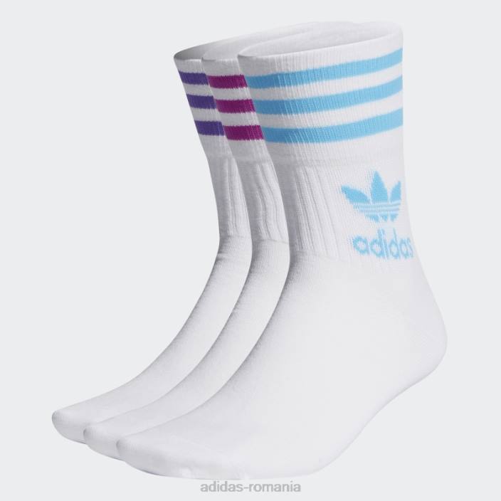 Adidas șosete albi cu tăietură mijlocie 3 perechi unisex alb 2JBN7751