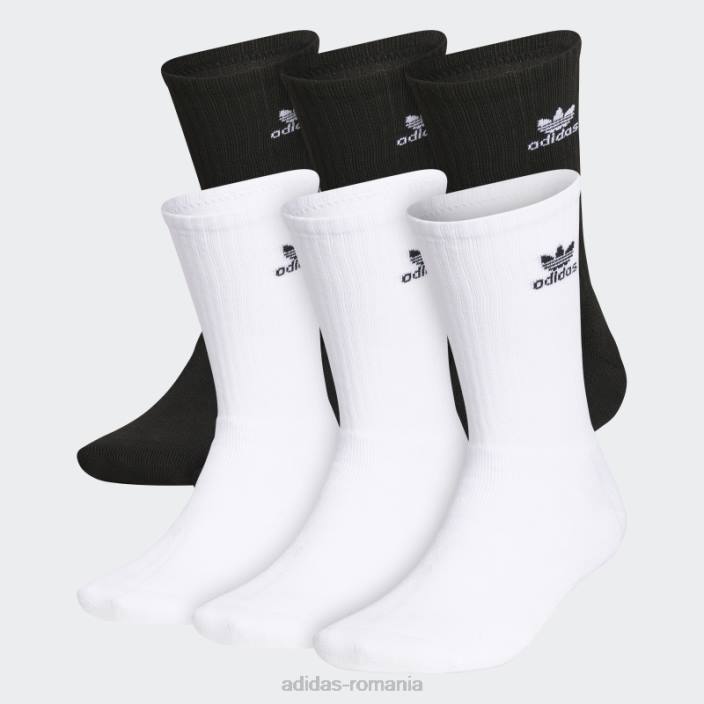 Adidas șosete albi trefoil crew 6 perechi unisex alb 2JBN8086