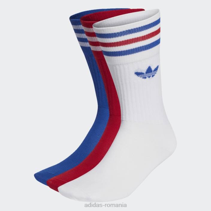 Adidas șosete crew solide 3 perechi roșii unisex alb/rosu/albastru regal 2JBN7400