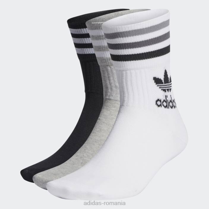 Adidas șosete cu tăietură mijlocie - 3 perechi gri mediu unisex alb/gri mediu/negru 2JBN15373