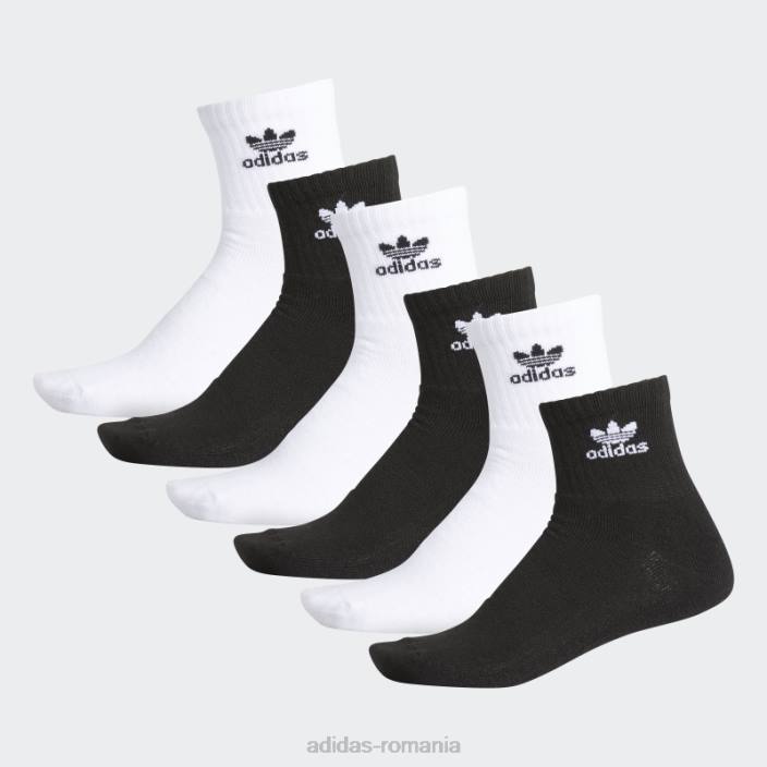 Adidas șosete sferturi trefoil 3 perechi albi unisex alb 2JBN8084