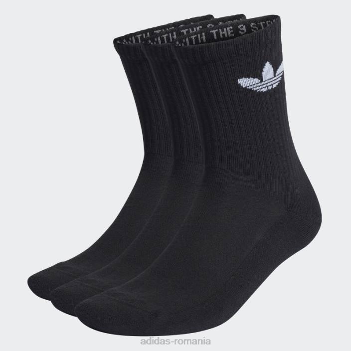 Adidas șosete tip trifoil cu perne de modă, cu tăietură mijlocie, 3 perechi albi unisex alb negru 2JBN7961