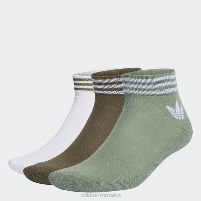 Adidas șosete trefoil verde argintiu 3 perechi unisex verde argintiu/măsliniu/alb 2JBN8099