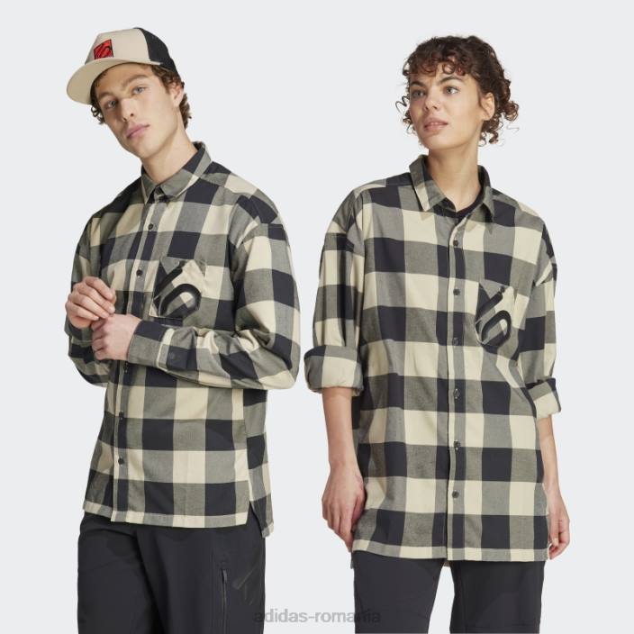 Adidas cinci zece marca brave flanel cu mâneci lungi top (gen neutru) savanna adidas unisex savana/negru 2JBN13788