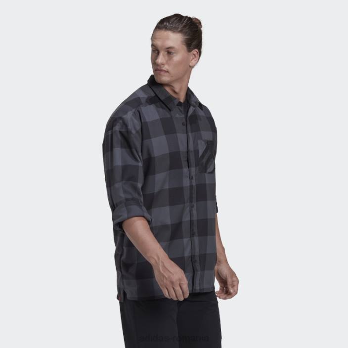 Adidas cinci zece marca de cămașă de flanel curajos (gen neutru) gri adidas unisex gri/negru 2JBN5556