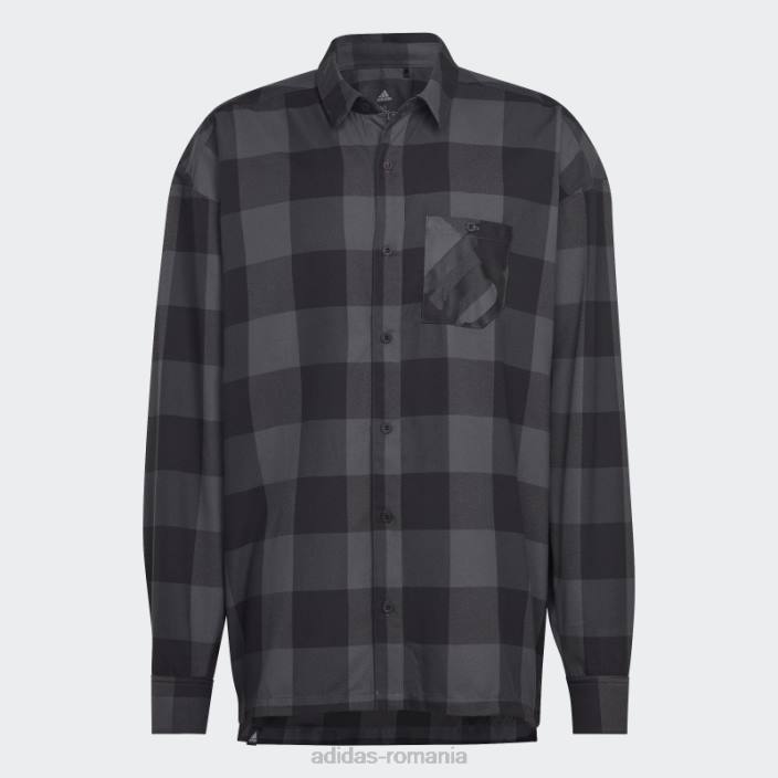 Adidas cinci zece marca de cămașă de flanel curajos (gen neutru) gri adidas unisex gri/negru 2JBN5556