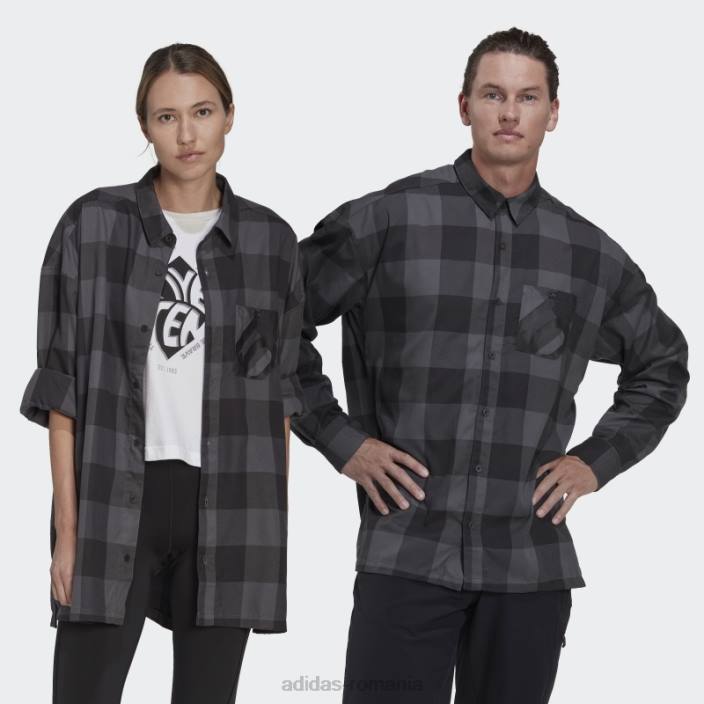 Adidas cinci zece marca de flanel curajos top cu mâneci lungi (gen neutru) gri unisex gri/negru 2JBN14036