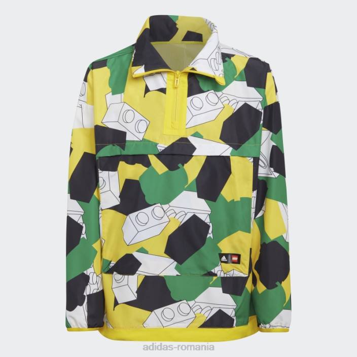 Adidas jacket de vânt cu jumătate de fermoar alb x clasic lego fierbinte unisex alb/galben/verde/negru 2JBN18980