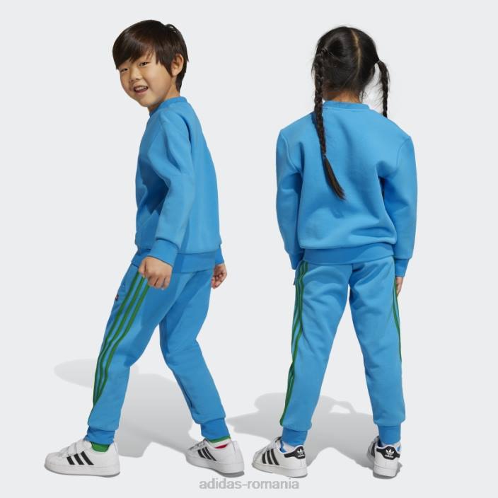 Adidas set de hanorac și pantaloni blue hot x clasic Lego Crew unisex albastru verde 2JBN11840