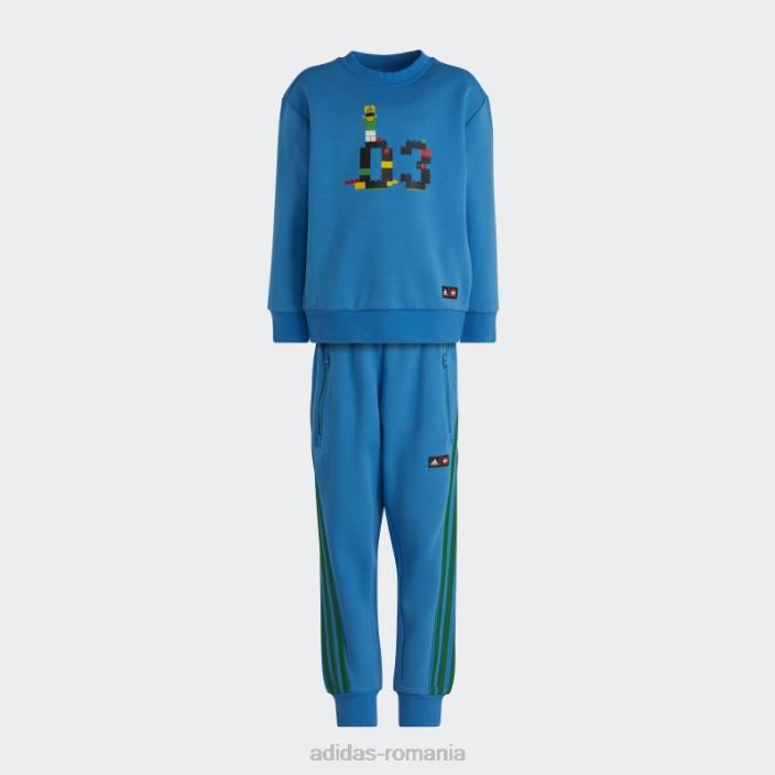 Adidas set de hanorac și pantaloni blue hot x clasic Lego Crew unisex albastru verde 2JBN11840