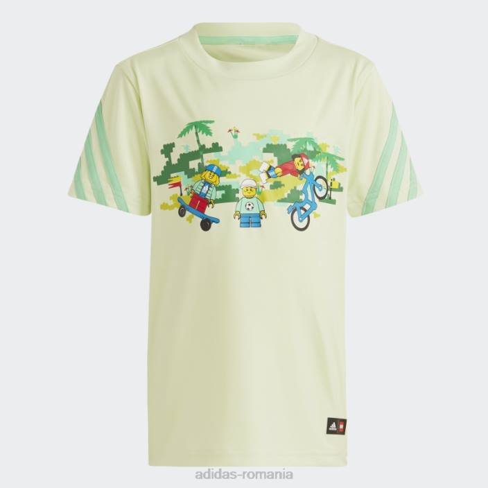 Adidas set de tricou și pantaloni scurți halo x lego play unisex halou/strălucire verde 2JBN18801