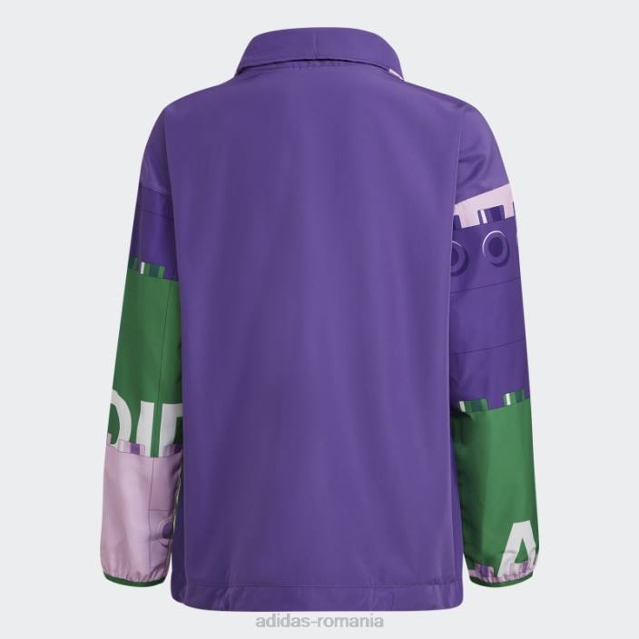 Adidas sharp purple hot x classic lego jacket de vânt cu jumătate de fermoar unisex mov ascuțit/verde/alb 2JBN12036