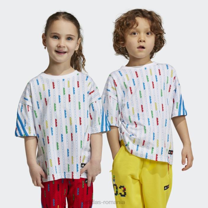 Adidas tricou alb x clasic lego fierbinte unisex alb/albastru șoc 2JBN18523