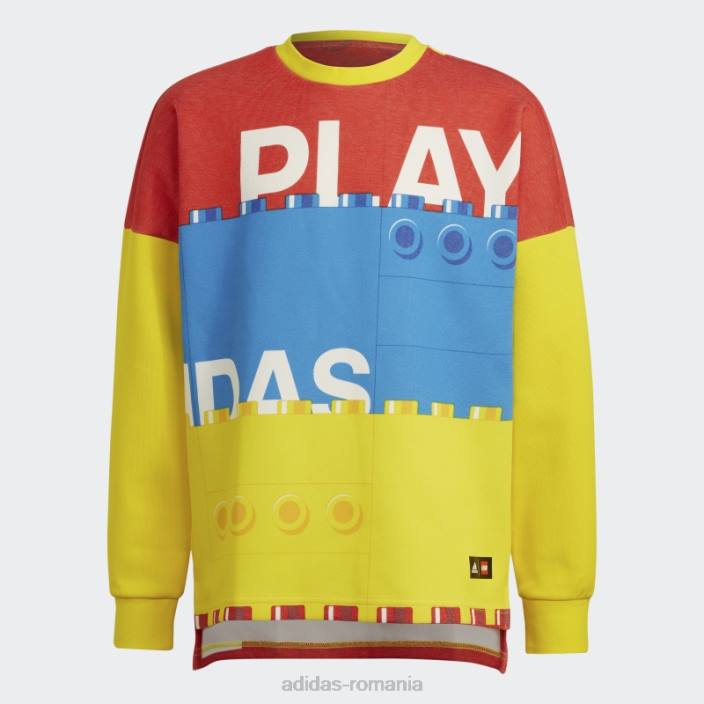 Adidas x hanorac clasic lego crew alb fierbinte unisex alb/rosu/galben 2JBN11955